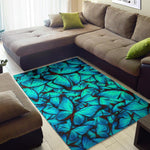 Turquoise Butterfly Pattern Print Area Rug GearFrost