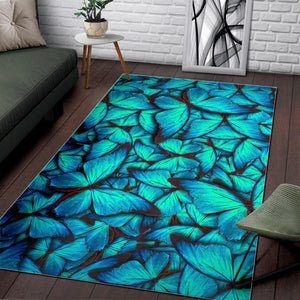 Turquoise Butterfly Pattern Print Area Rug GearFrost