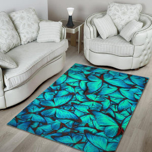 Turquoise Butterfly Pattern Print Area Rug GearFrost