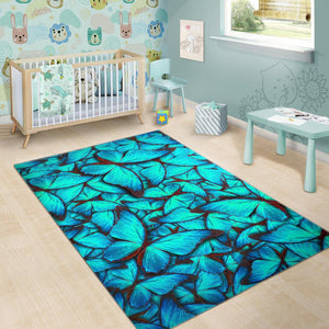 Turquoise Butterfly Pattern Print Area Rug GearFrost