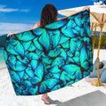 Turquoise Butterfly Pattern Print Beach Sarong Wrap