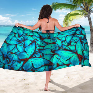 Turquoise Butterfly Pattern Print Beach Sarong Wrap