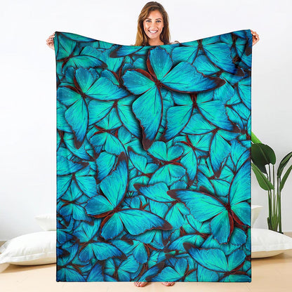 Turquoise Butterfly Pattern Print Blanket