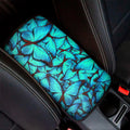Turquoise Butterfly Pattern Print Car Center Console Cover
