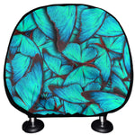 Turquoise Butterfly Pattern Print Car Headrest Covers