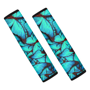 Turquoise Butterfly Pattern Print Car Seat Belt Covers