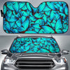 Turquoise Butterfly Pattern Print Car Sun Shade GearFrost