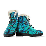 Turquoise Butterfly Pattern Print Comfy Boots GearFrost