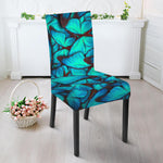 Turquoise Butterfly Pattern Print Dining Chair Slipcover