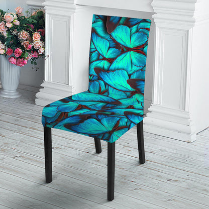 Turquoise Butterfly Pattern Print Dining Chair Slipcover