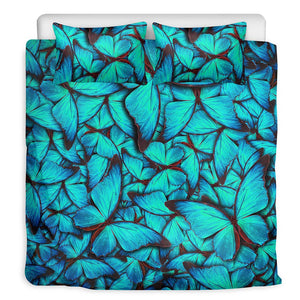 Turquoise Butterfly Pattern Print Duvet Cover Bedding Set