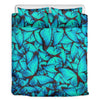 Turquoise Butterfly Pattern Print Duvet Cover Bedding Set