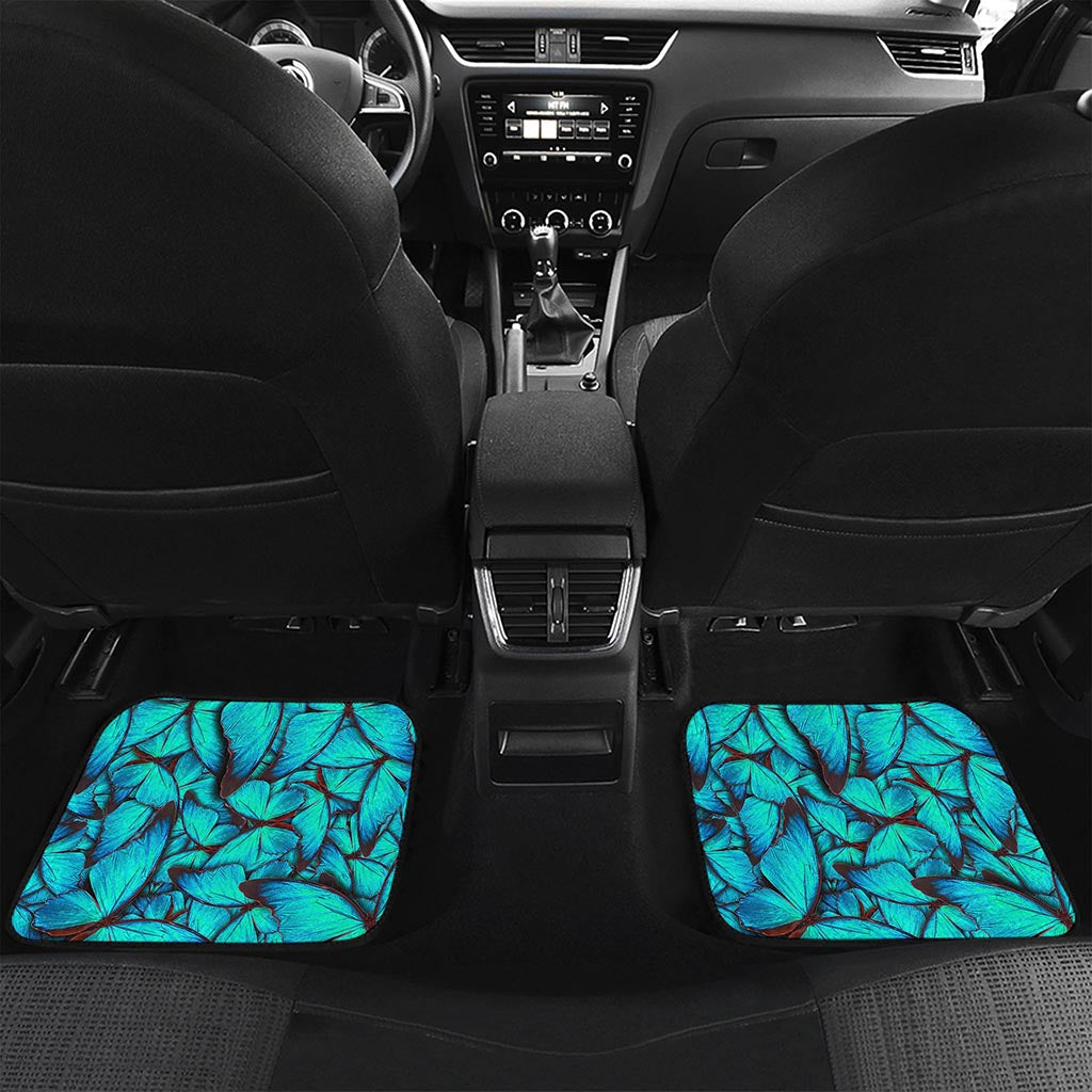 Turquoise Butterfly Pattern Print Front and Back Car Floor Mats