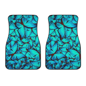 Turquoise Butterfly Pattern Print Front Car Floor Mats