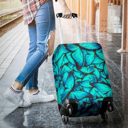 Turquoise Butterfly Pattern Print Luggage Cover GearFrost