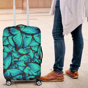 Turquoise Butterfly Pattern Print Luggage Cover GearFrost
