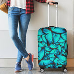 Turquoise Butterfly Pattern Print Luggage Cover GearFrost