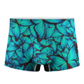 Turquoise Butterfly Pattern Print Men's Boxer Briefs