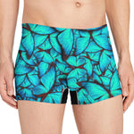 Turquoise Butterfly Pattern Print Men's Boxer Briefs