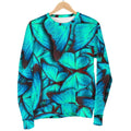 Turquoise Butterfly Pattern Print Men's Crewneck Sweatshirt