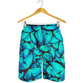 Turquoise Butterfly Pattern Print Men's Shorts