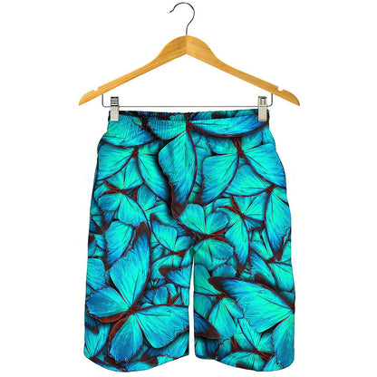 Turquoise Butterfly Pattern Print Men's Shorts