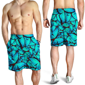Turquoise Butterfly Pattern Print Men's Shorts