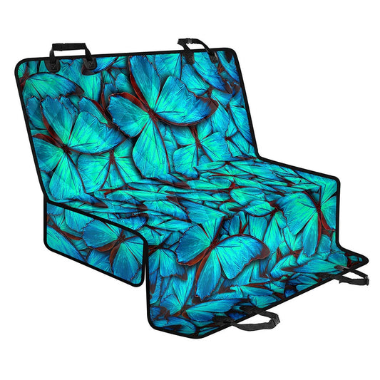 Turquoise Butterfly Pattern Print Pet Car Back Seat Cover