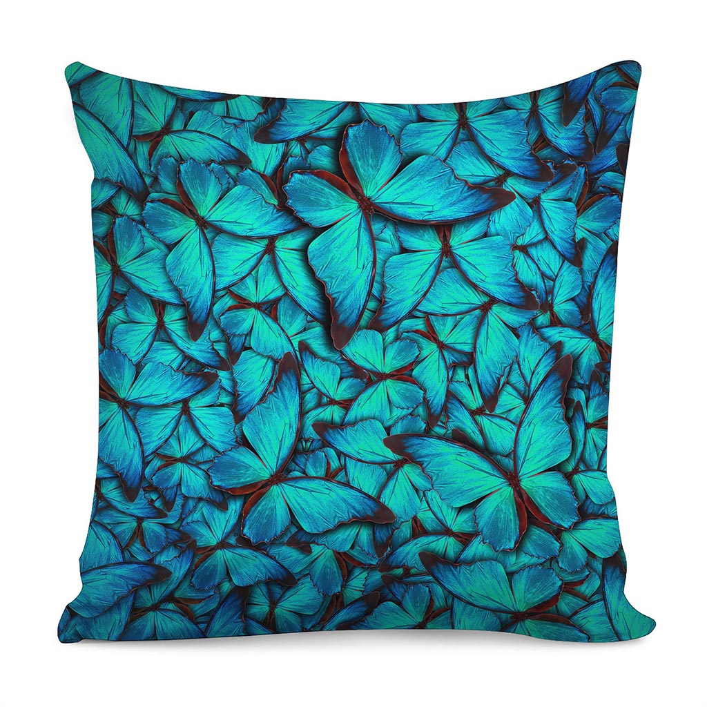 Turquoise Butterfly Pattern Print Pillow Cover