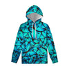 Turquoise Butterfly Pattern Print Pullover Hoodie