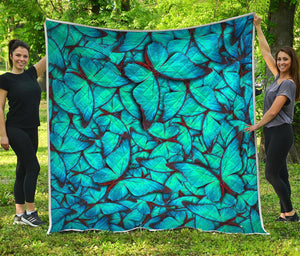 Turquoise Butterfly Pattern Print Quilt