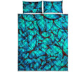 Turquoise Butterfly Pattern Print Quilt Bed Set
