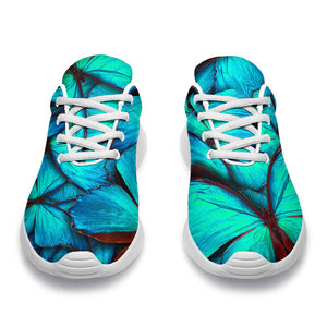 Turquoise Butterfly Pattern Print Sport Shoes GearFrost