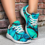 Turquoise Butterfly Pattern Print Sport Shoes GearFrost