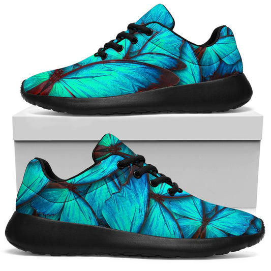 Turquoise Butterfly Pattern Print Sport Shoes GearFrost