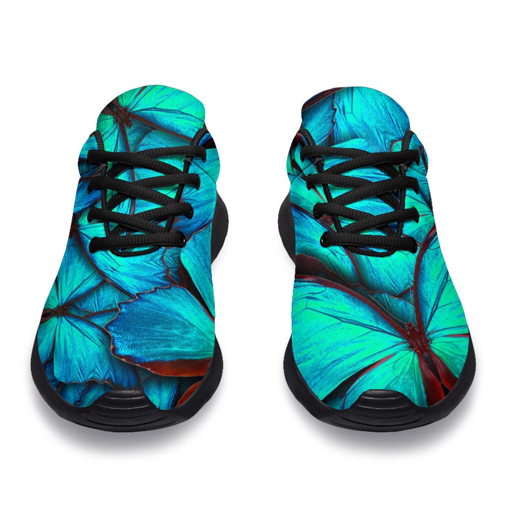 Turquoise Butterfly Pattern Print Sport Shoes GearFrost