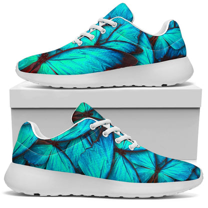 Turquoise Butterfly Pattern Print Sport Shoes GearFrost
