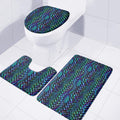 Turquoise Dragon Scales Pattern Print 3 Piece Bath Mat Set