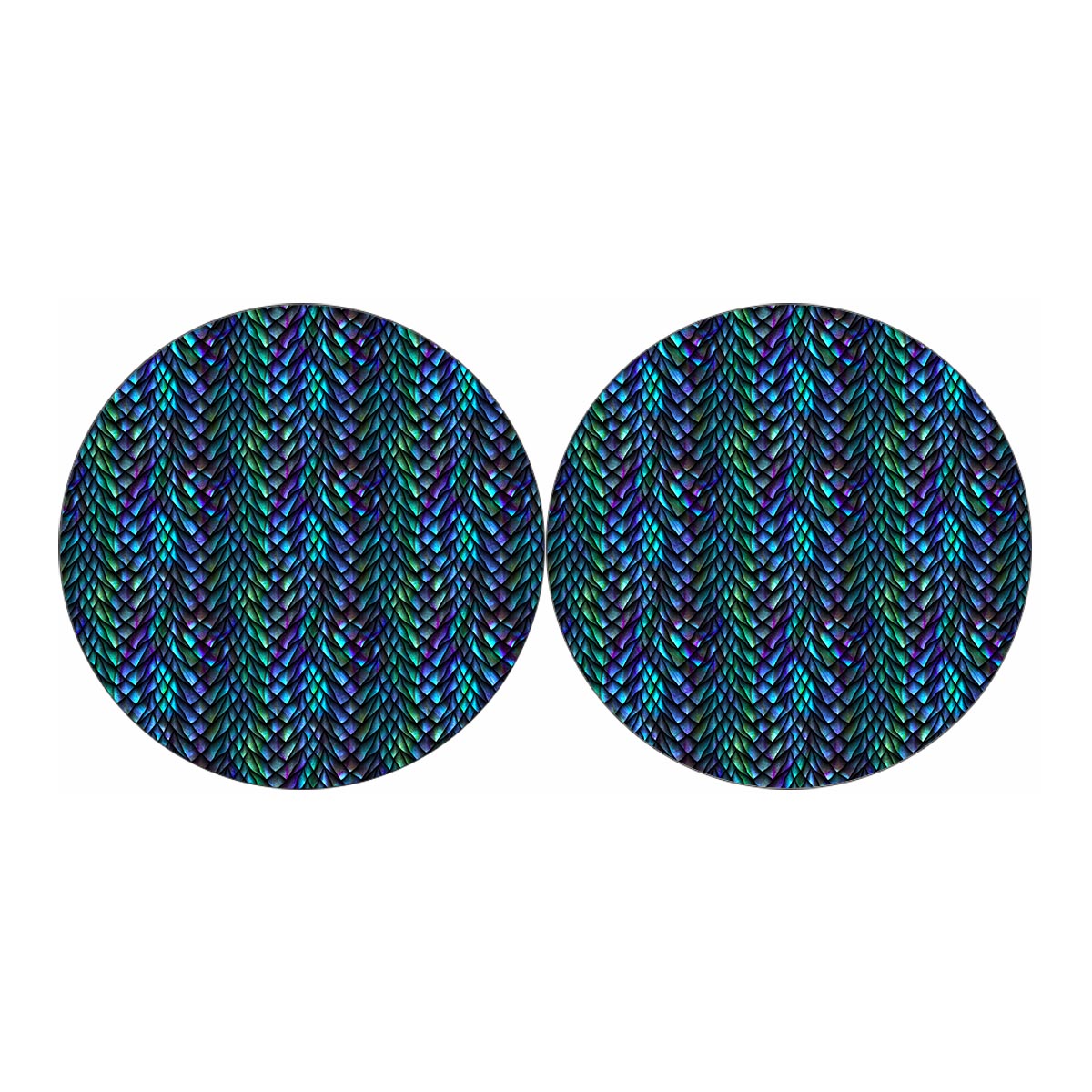 Turquoise Dragon Scales Pattern Print Car Coasters