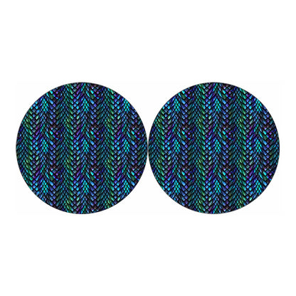 Turquoise Dragon Scales Pattern Print Car Coasters