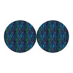 Turquoise Dragon Scales Pattern Print Car Coasters