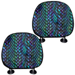 Turquoise Dragon Scales Pattern Print Car Headrest Covers