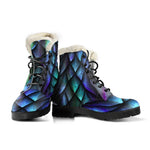 Turquoise Dragon Scales Pattern Print Comfy Boots GearFrost