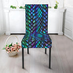Turquoise Dragon Scales Pattern Print Dining Chair Slipcover