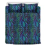 Turquoise Dragon Scales Pattern Print Duvet Cover Bedding Set