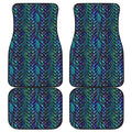 Turquoise Dragon Scales Pattern Print Front and Back Car Floor Mats