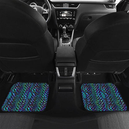 Turquoise Dragon Scales Pattern Print Front and Back Car Floor Mats