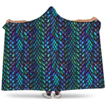 Turquoise Dragon Scales Pattern Print Hooded Blanket