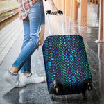 Turquoise Dragon Scales Pattern Print Luggage Cover GearFrost