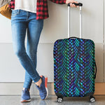 Turquoise Dragon Scales Pattern Print Luggage Cover GearFrost